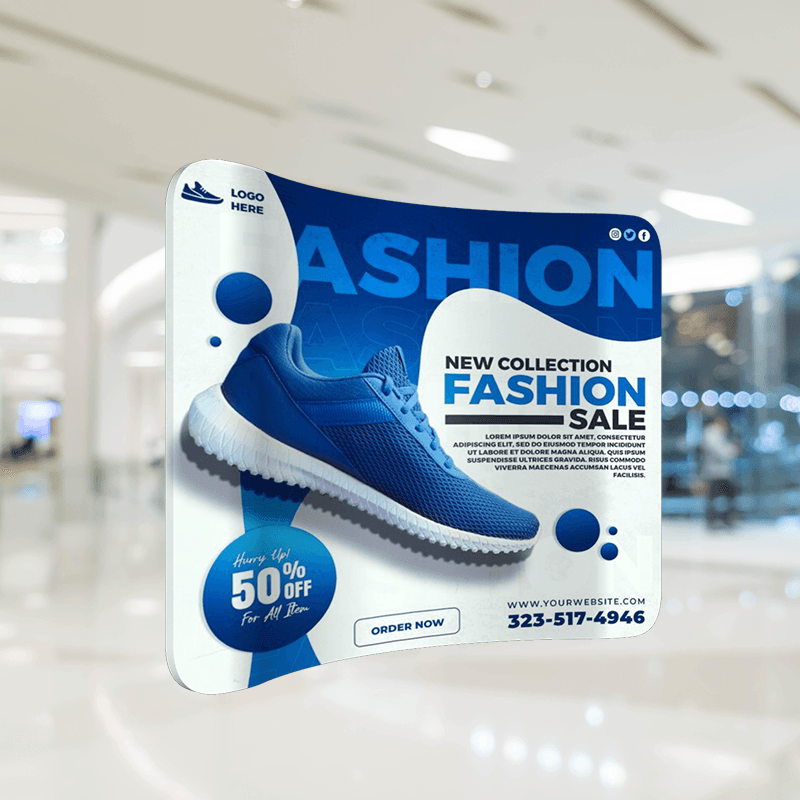 Curved Tension Fabric Display - Flame-retardant 250g Soft Knitted-Dye Sublimation