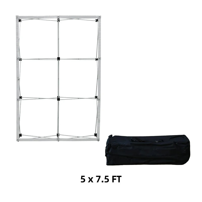 Custom straight fabric display with dye-sublimated graphics for exhibition booth branding