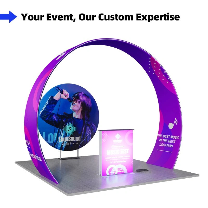 Complete D3 trade show booth package with custom branding for exhibitions