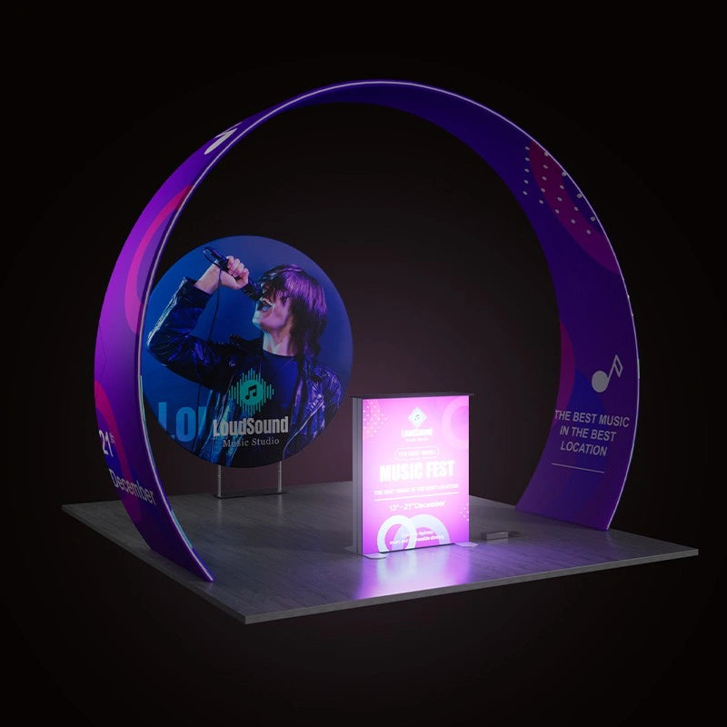 Compact D3 trade show booth layout designed for branding and engagement