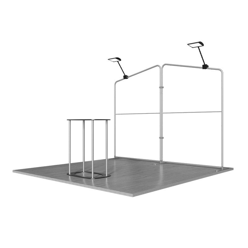 Side angle view of 10x10ft trade show booth kit C2 layout