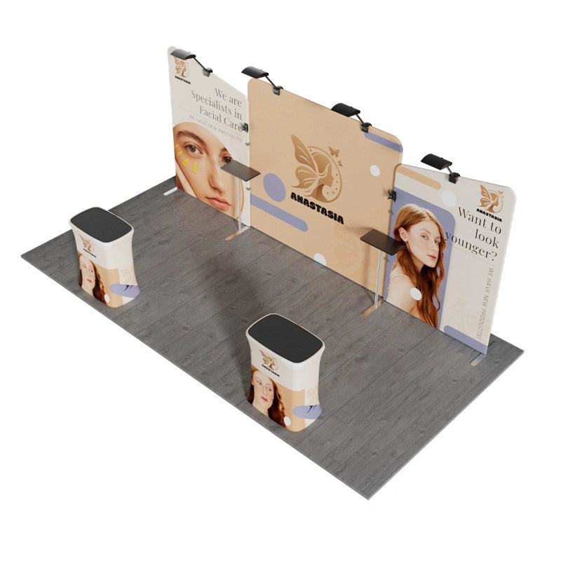 Modular 10x20ft trade show booth kit A6 with fabric displays