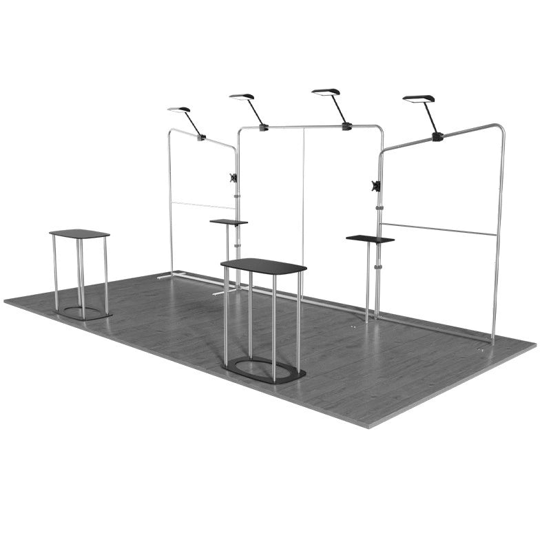 Side angle view of 10x20ft trade show booth kit A6 setup