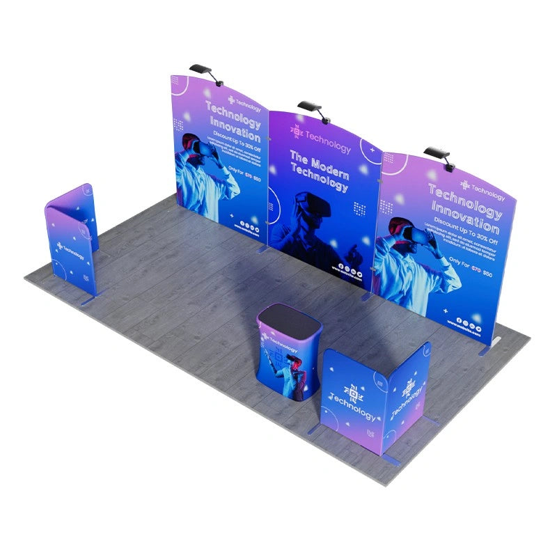 Modular 10x20ft trade show booth kit C2 with tension fabric displays