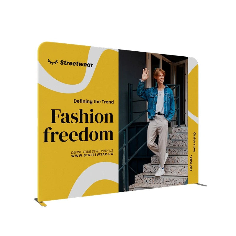 Flame-retardant 240g tension fabric material used in 10x20 trade show display