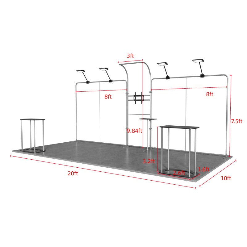 10x20ft Trade Show Booth Kit - A4 Flame-Retardant 240g Tension Fabric