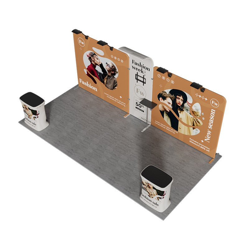 10x20ft Trade Show Booth Kit - A4 Flame-Retardant 240g Tension Fabric