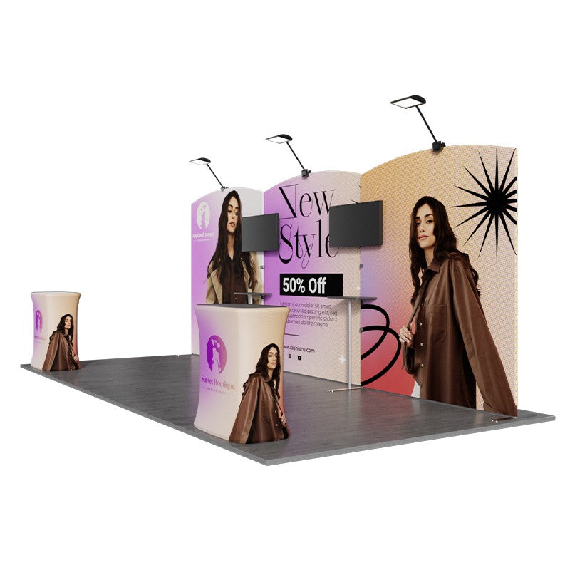 10x20ft Trade Show Booth Kit - C4 Flame-Retardant 240g Tension Fabric