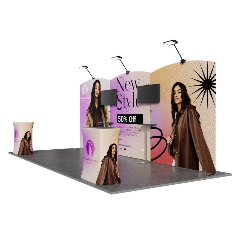 Modular 10x20ft trade show booth kit C4 with tension fabric displays