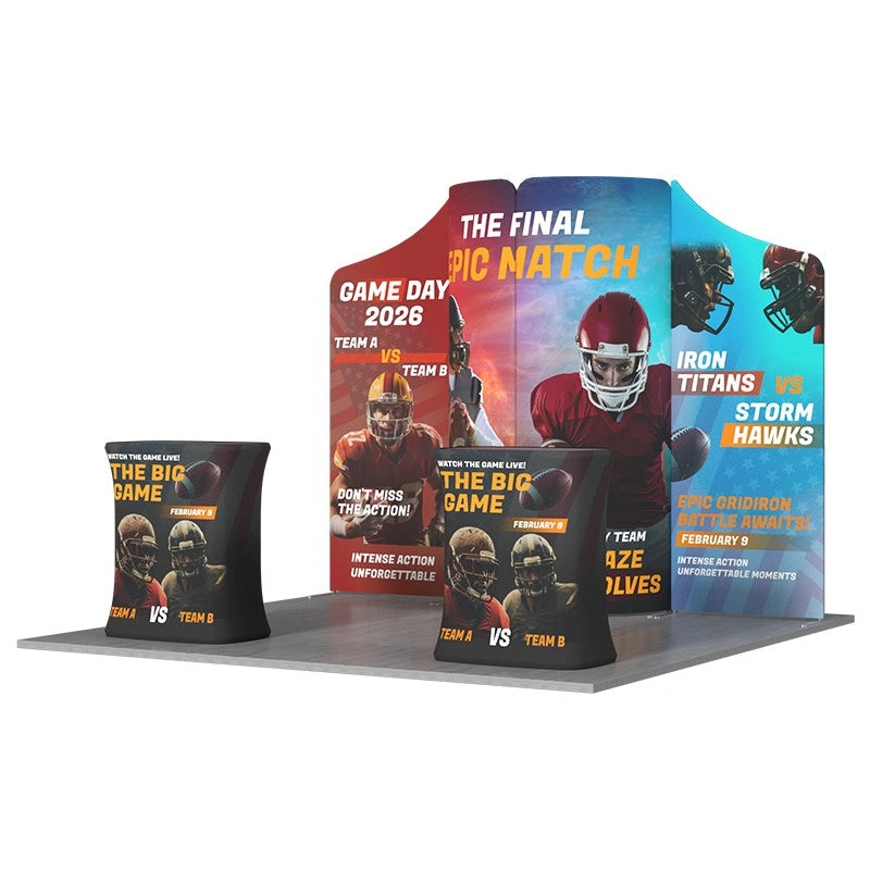 Portable Trade Show Booth Kit B14 with custom printed graphics for polished corporate and promotional events