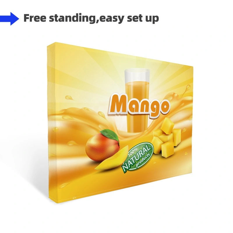 Portable straight fabric popup display with custom printed graphics
