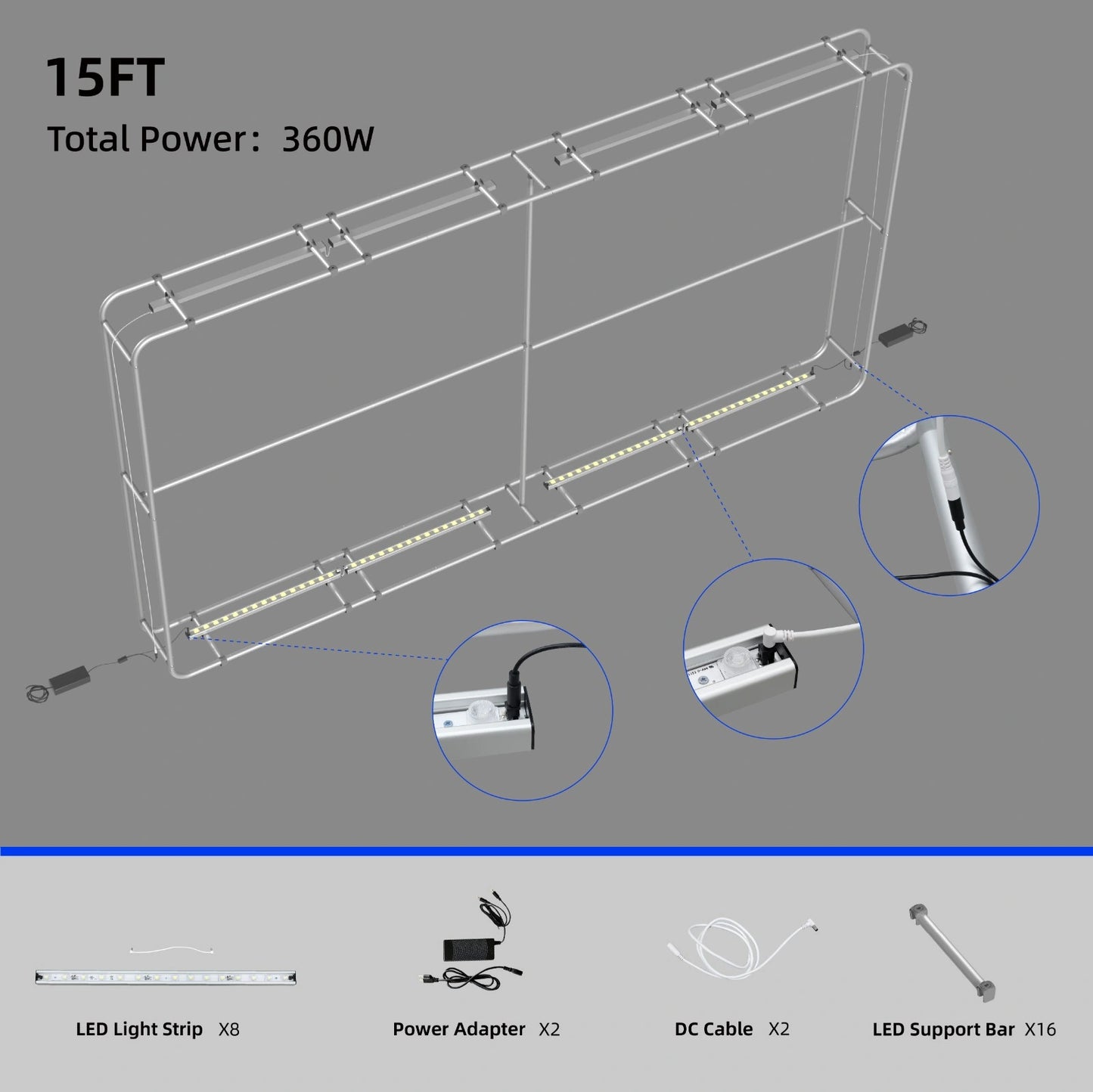 Trade show 3D backdrop display with aluminum frame construction