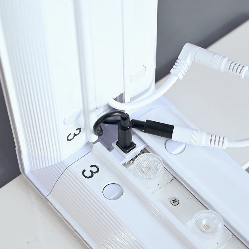 “SEG light box LED lighting and power cable connection for bright, even backlit display”