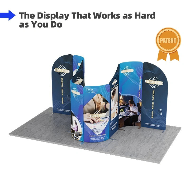 Custom 13x10 exhibition booth with magnetic fabric banner stands