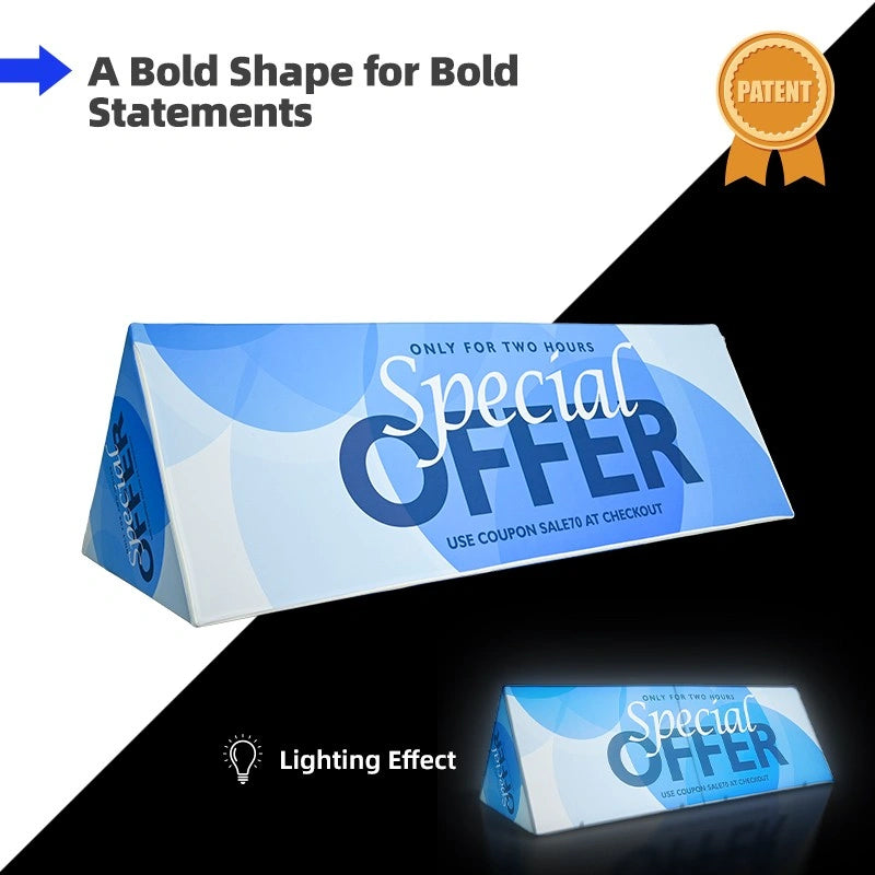 Triangle Banner Display showcasing branded graphics at an exhibition