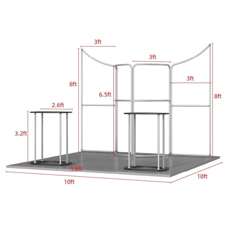 Custom exhibition booth B13 designed to create clear focal points for products, services, and promotional content