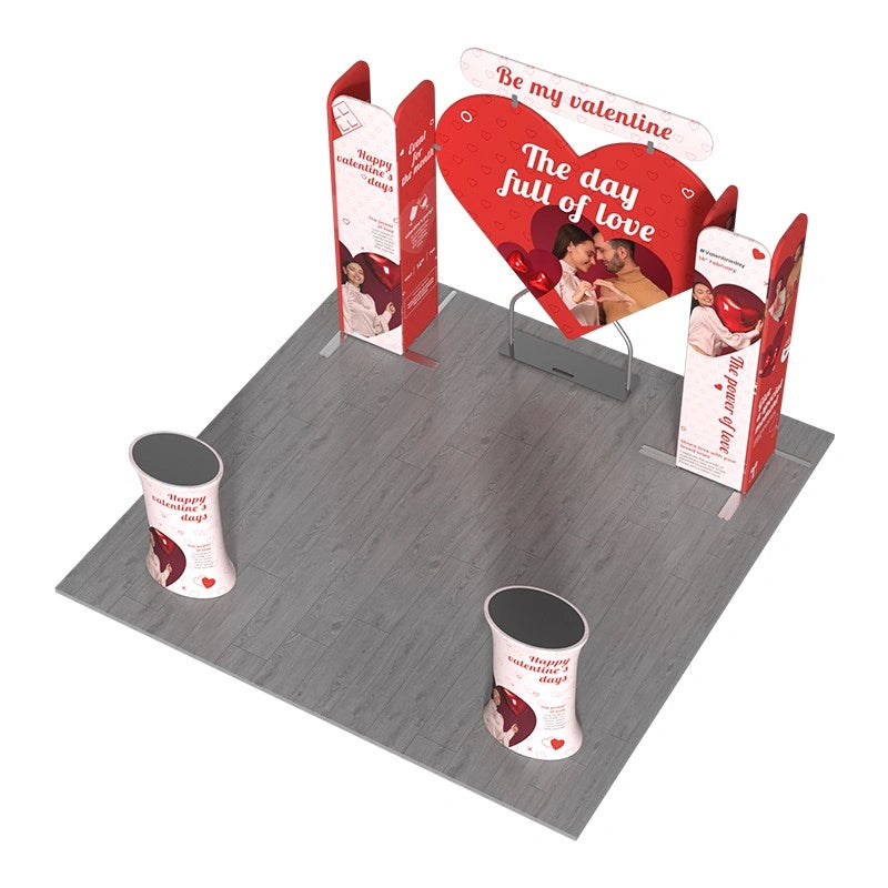 Professional D5 trade show booth display with seamless fabric graphics for engaging exhibition environments