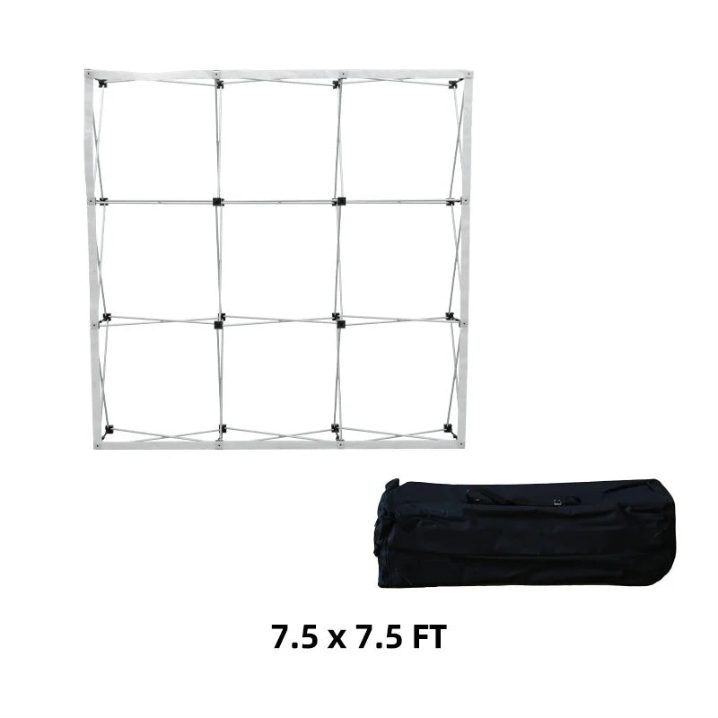 Straight tension fabric display with wrinkle-resistant custom graphics and expandable frame
