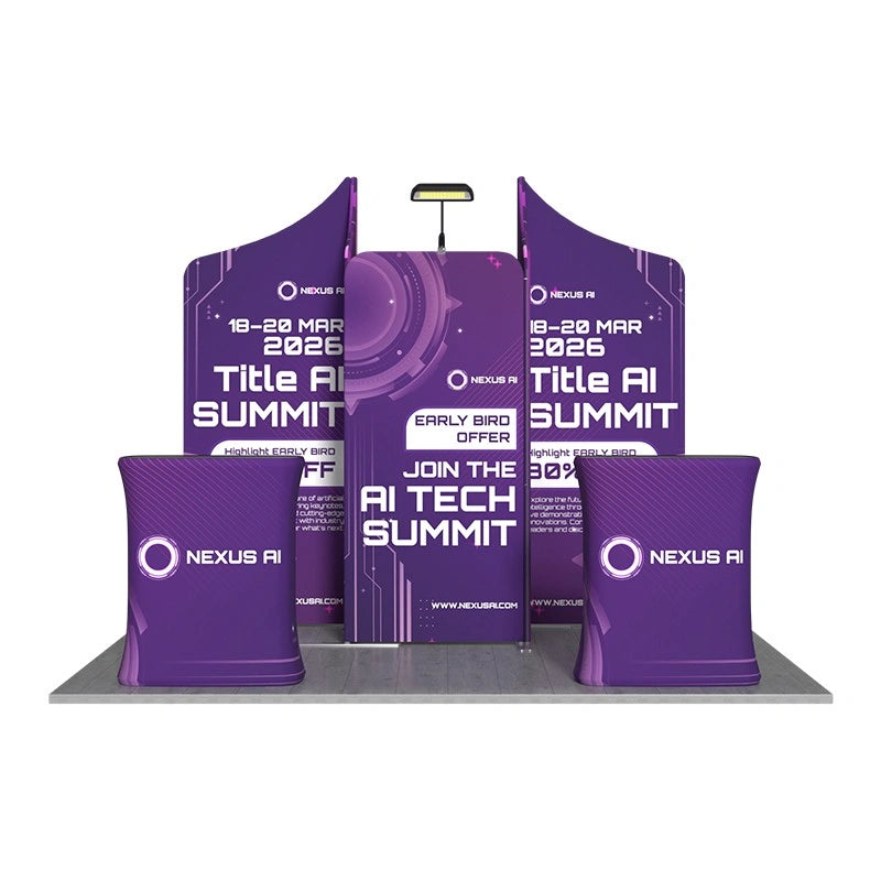 Modular B9 trade show booth kit featuring coordinated display components for a complete branded exhibition space