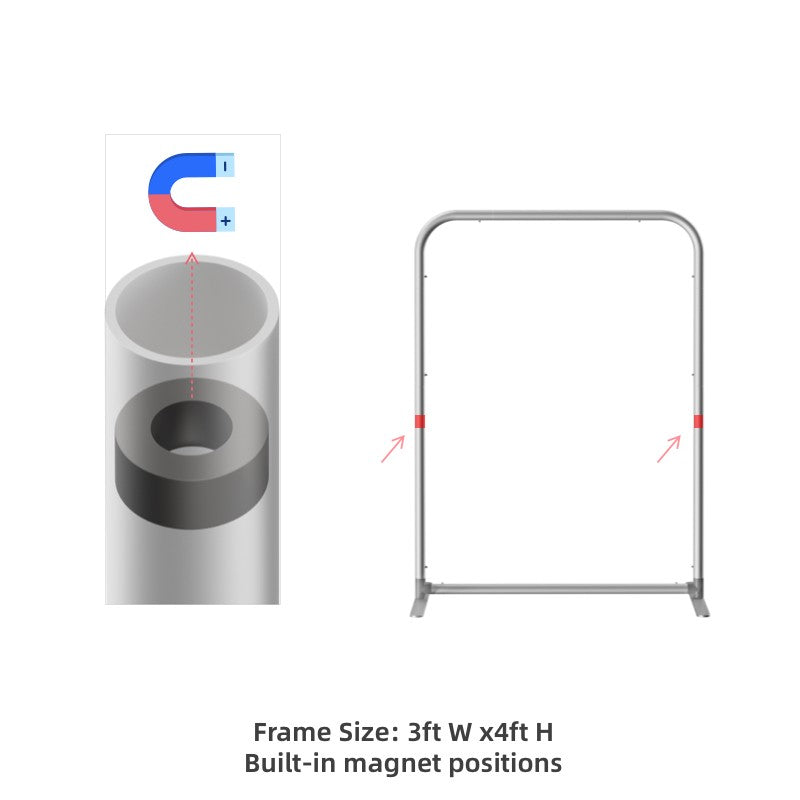 Magnetic Straight Fabric Banner Stand - Flame-Retardant 240g Tension Fabric