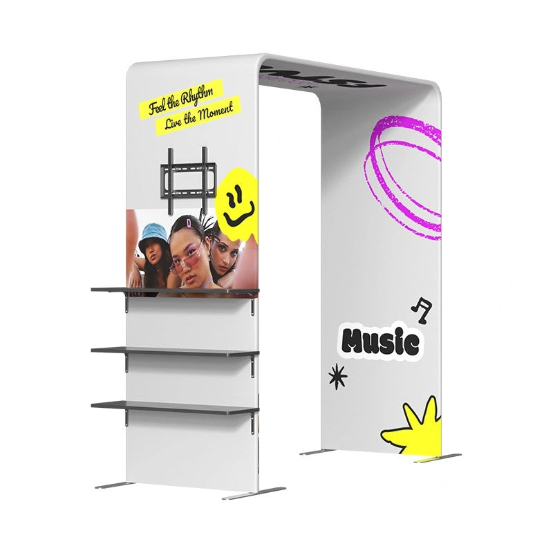 Custom 10x10 exhibition booth with coordinated branding for marketing campaigns and business expos.