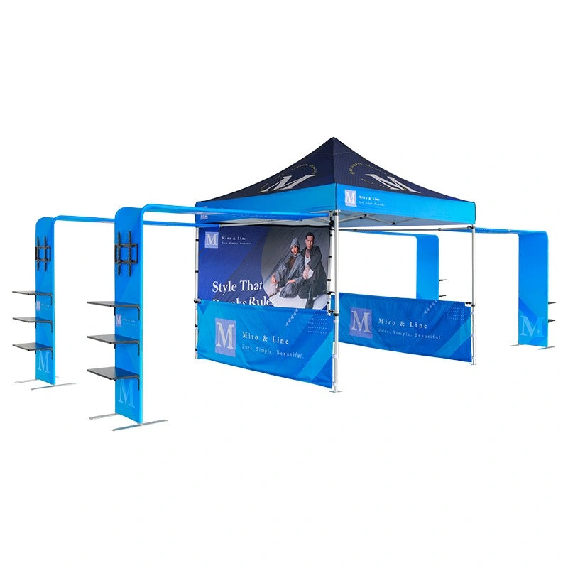 10x10 outdoor tent with branded graphics
