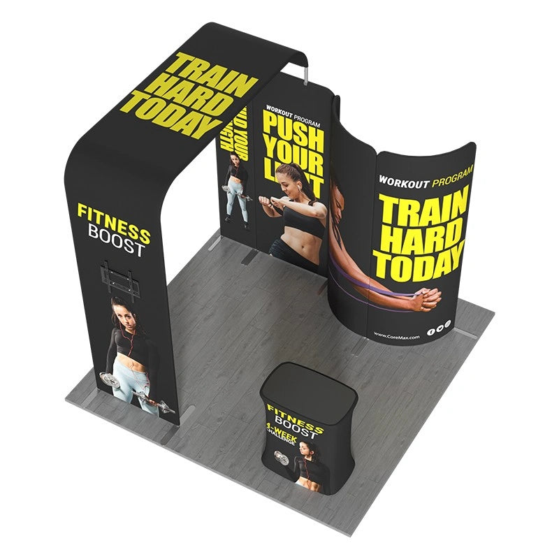 Complete 10x10 exhibition booth kit designed for product displays and engaging customer experiences