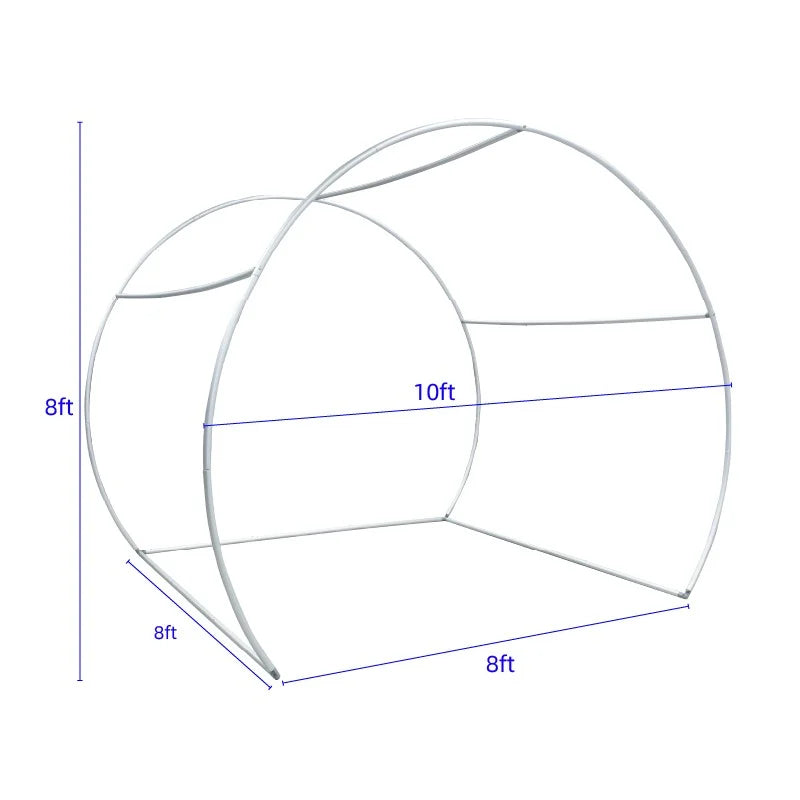 Portable half circle photo booth backdrop with tool-free aluminum frame and custom printed graphics.
