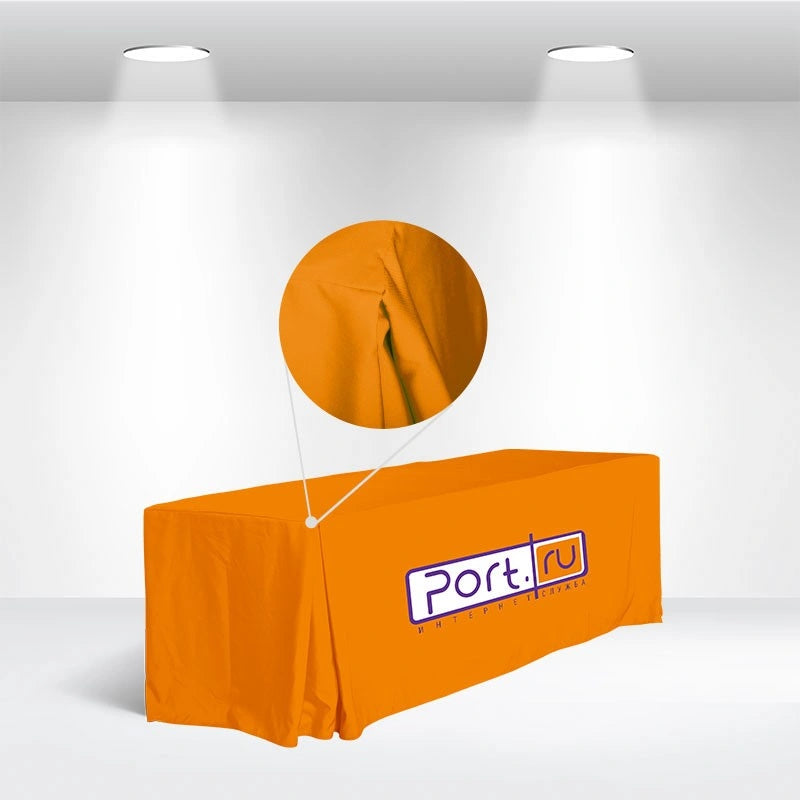 Branded pleated table cover for corporate functions