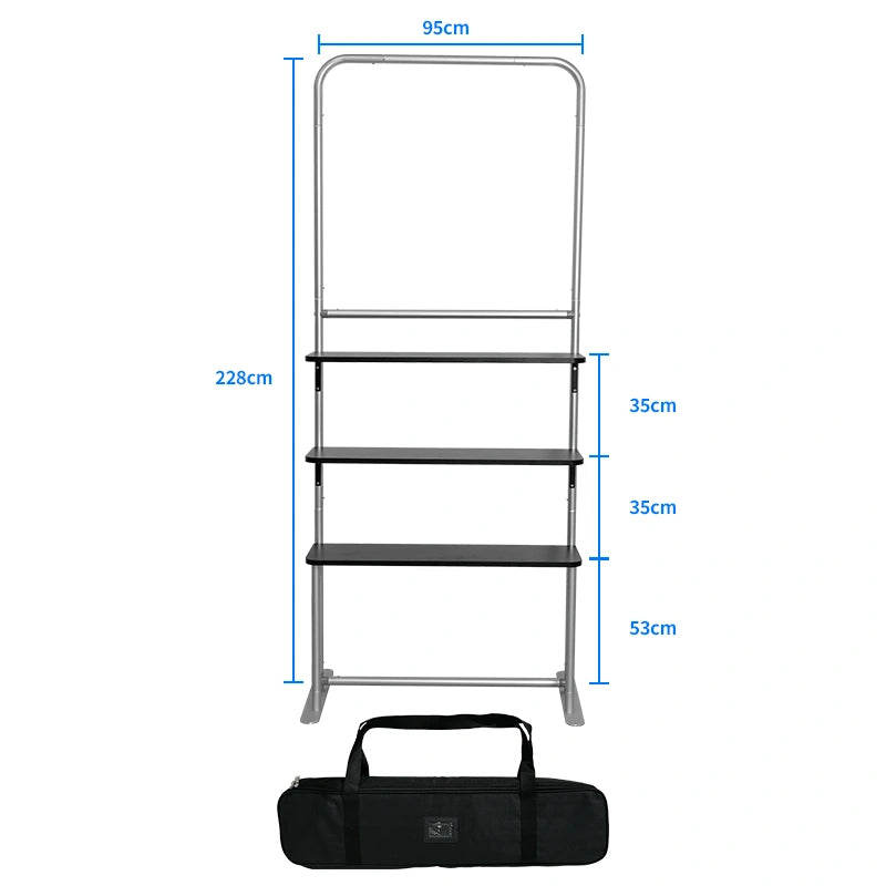 Retail branding fabric display stand with aluminum frame