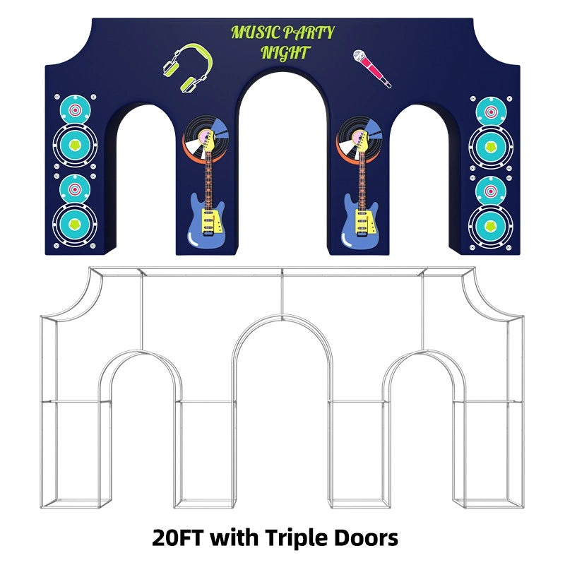 Architectural 3D arch backdrop designed for wedding entrances, photo opportunities, corporate events, and celebrations
