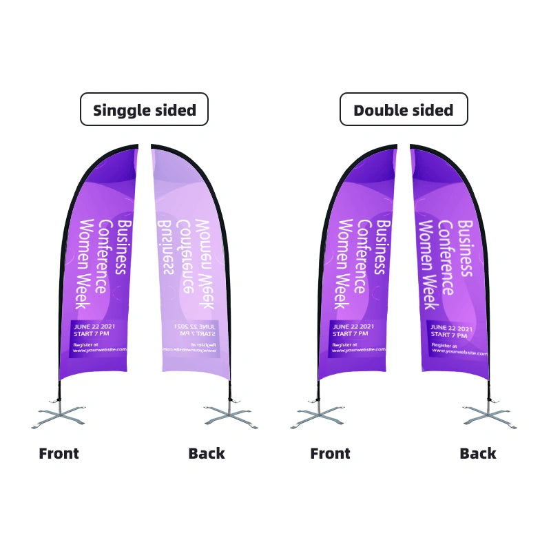 Portable Concave promotional flag featuring full-color custom printing and a lightweight Uni-Fit Pole display system.