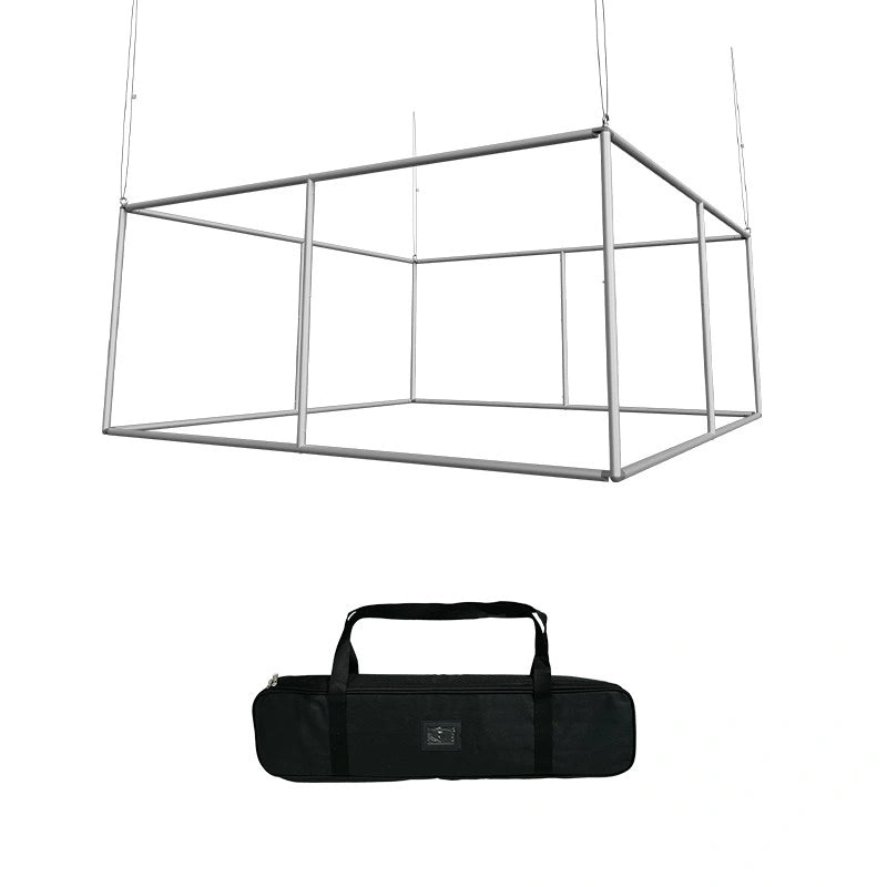 Square hanging signage with vibrant printing and wrinkle-free fabric