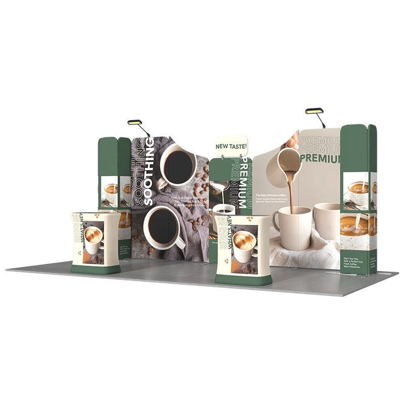 Custom 10x20 exhibition display designed to draw attendees in and encourage deeper exploration of products and services