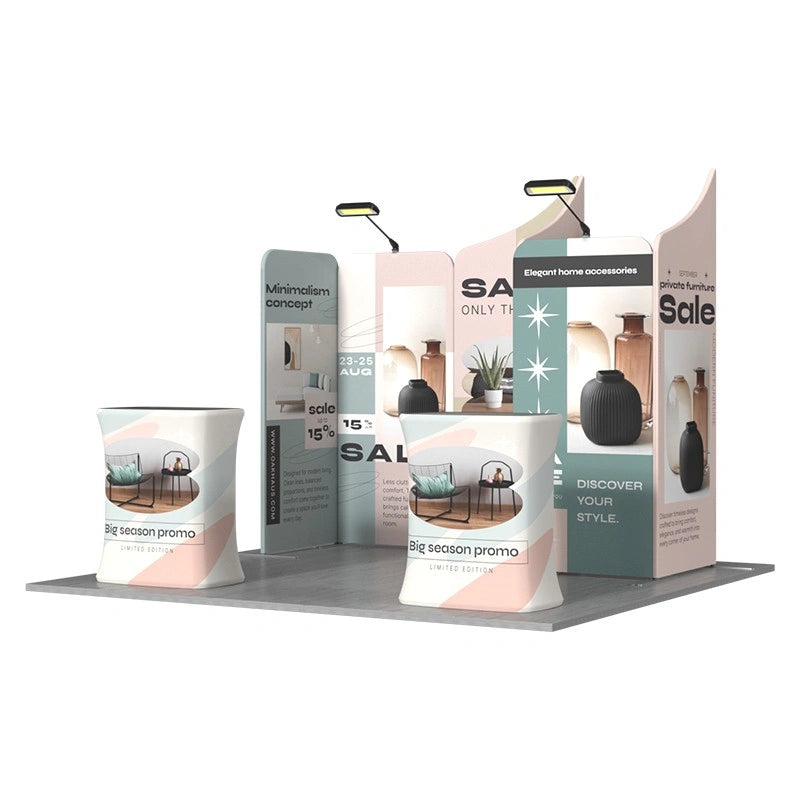Premium exhibition booth kit with custom branding for trade shows, expos, and corporate events.