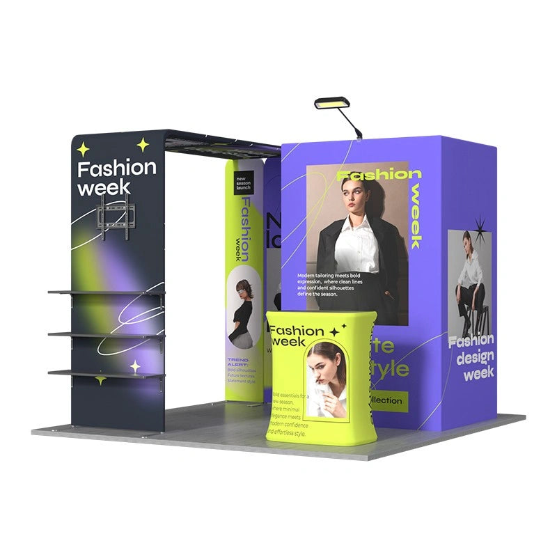 Complete 10x10 exhibition booth kit designed for product showcases and meaningful customer interactions
