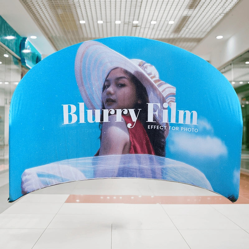 A-shaped backdrop arranged to create a bold visual focal point