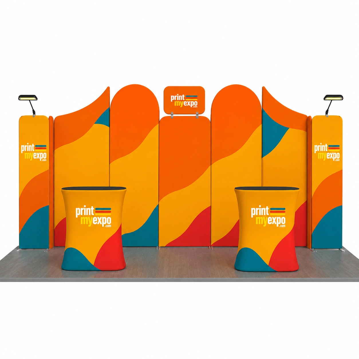 10x20ft Trade Show Booth Kit B6 with custom printed graphics for large trade shows, expos, and business exhibitions