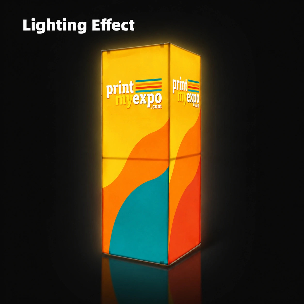 PrintMyExpo Pop Up Tower Display with multi-sided custom graphics for professional trade show and event branding