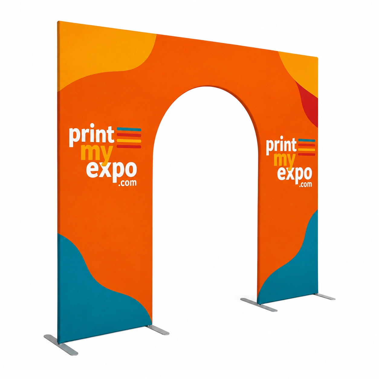 PrintMyExpo Open Door Arch Backdrop with custom graphics for weddings, celebrations, photoshoots, and branded events