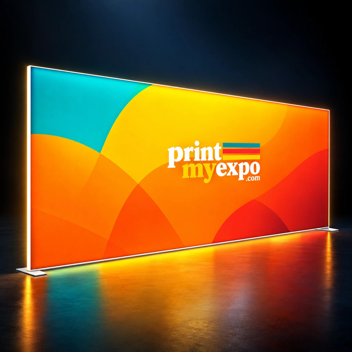 20x7.4ft illuminated SEG Light Box Display with seamless custom fabric graphics designed for professional event and exhibition displays.