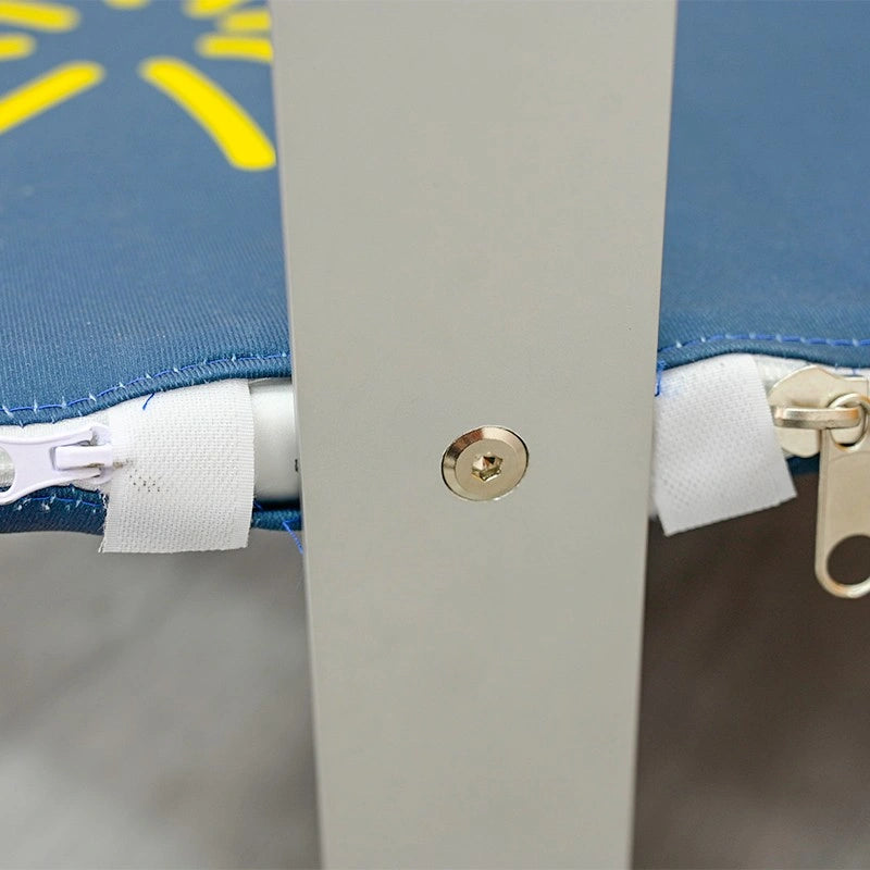 Tension fabric backdrop with corrugated stand structure for decor use