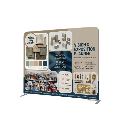 Vision board display stand set up in a home office personal manifestation wall with goal-setting affirmation board graphic