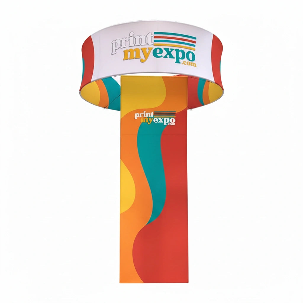 Square hanging sign tower used in exhibition booth setup