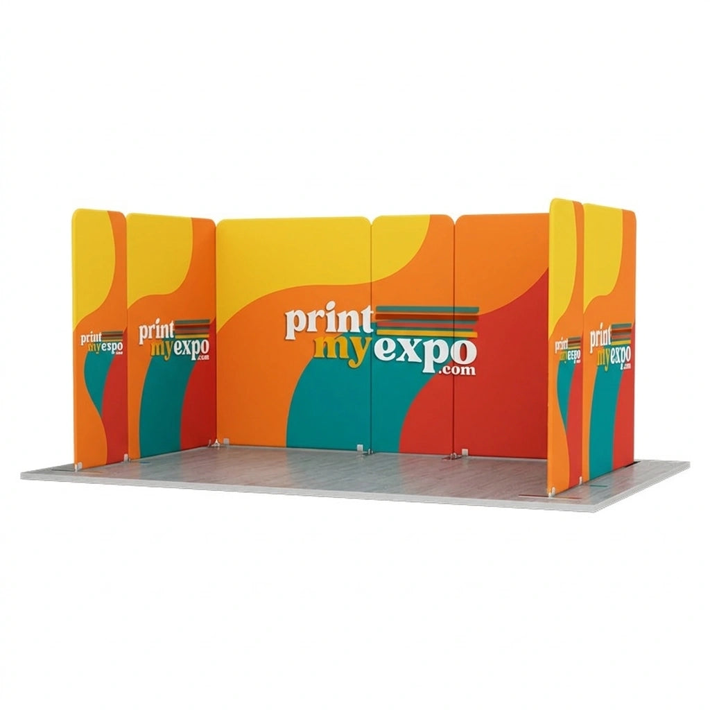 16.4x10 magnetic modular fabric trade show booth with U-shaped layout