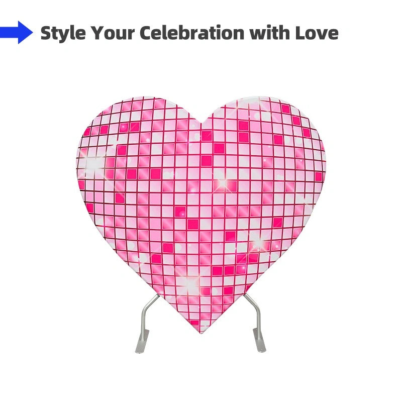 Decorative heart shaped event backdrop used for celebrations and photo booths