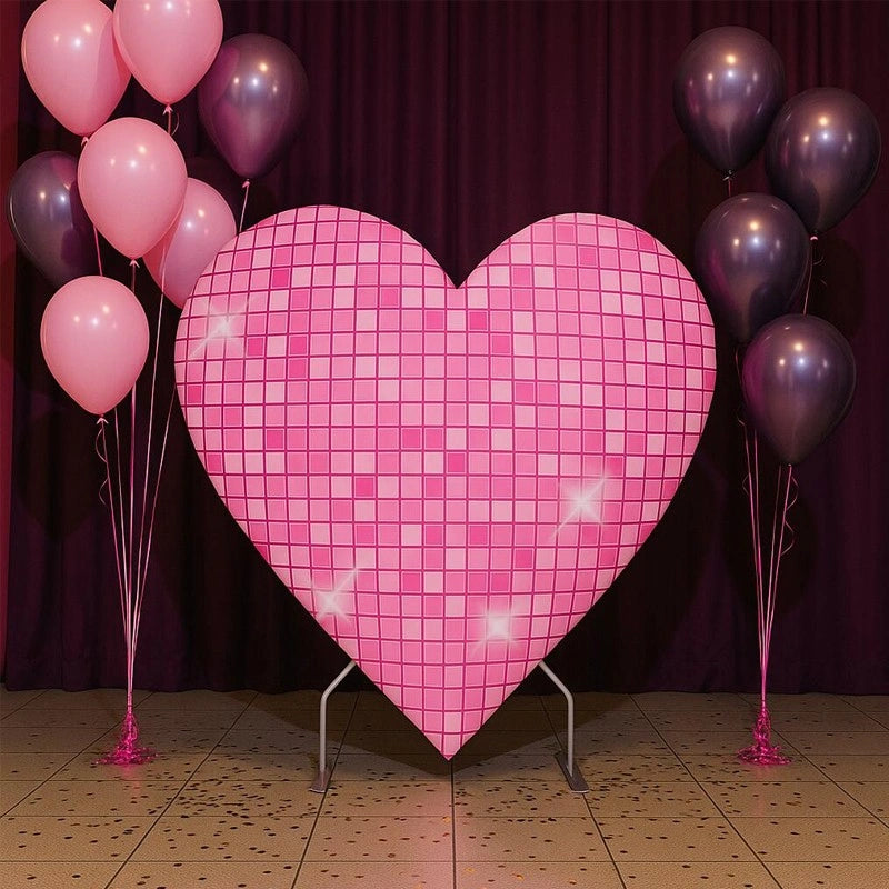 Custom printed heart backdrop ideal for romantic and themed décor
