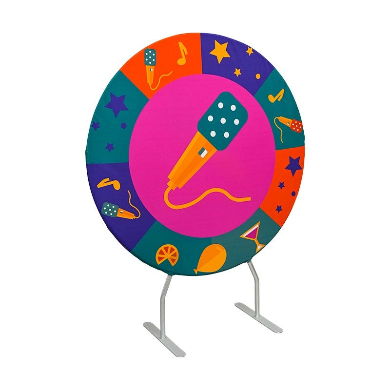 Decorative round event backdrop used for weddings, photo booths, and celebrations