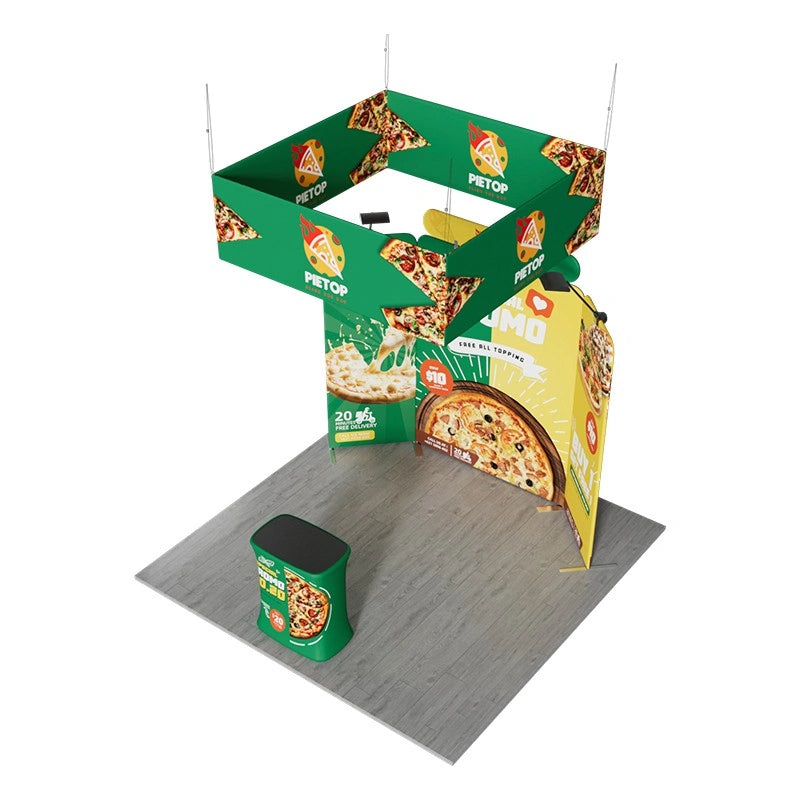 Premium 10x10 trade show display booth with custom branding, lightweight aluminum frame, and seamless fabric graphics for expos.