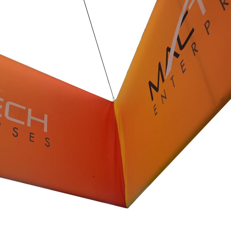 Triangle hanging sign viewed from below at exhibition